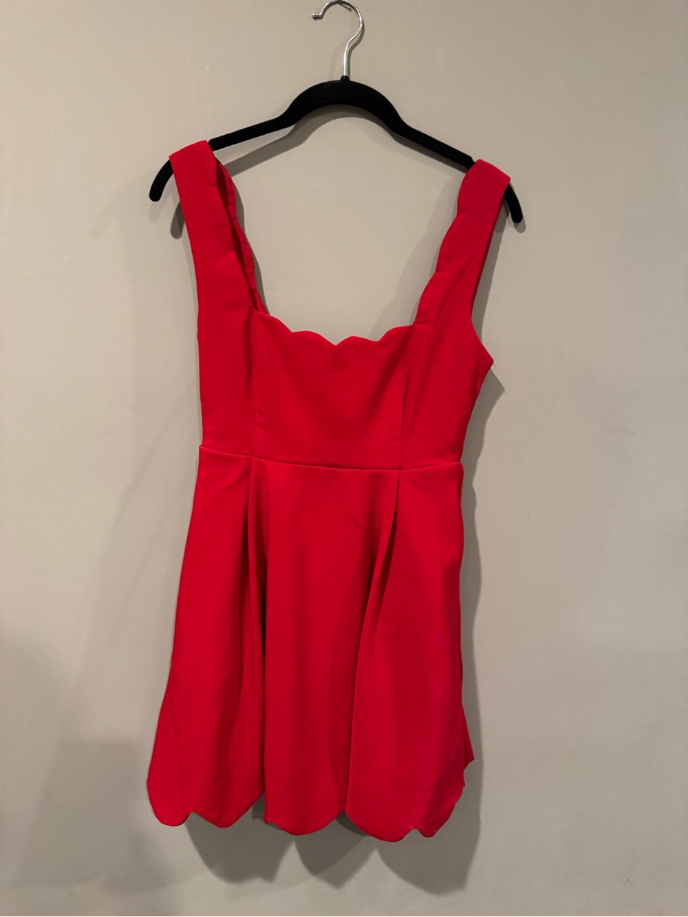 Nasty Gal Bright Red Scallop-Edge Mini Dress